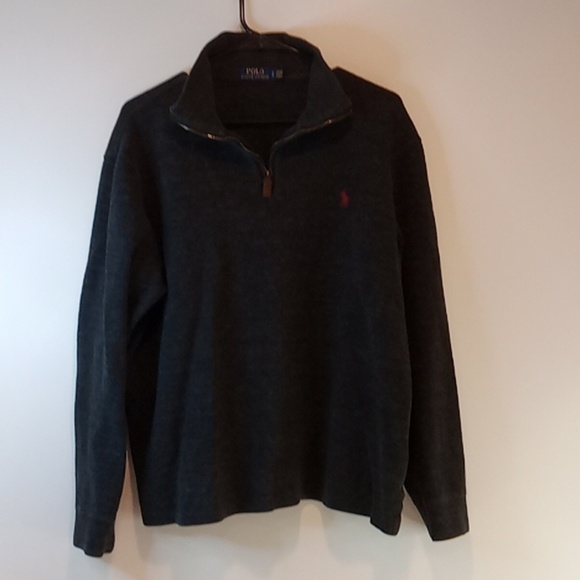 Polo Ralph Lauren 1/4 Zip Sweater Pullover Men's Sz Large Black 100% Cotton EUC - Picture 6 of 12
